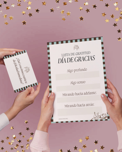 Juego de cartas y Lista de Gratitud | Plantilla de Thanksgiving
